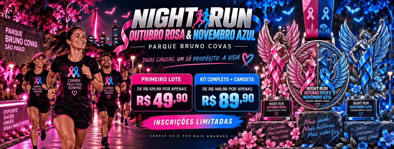 NIGHT RUN OUTUBRO ROSA E NOVEMBRO AZUL