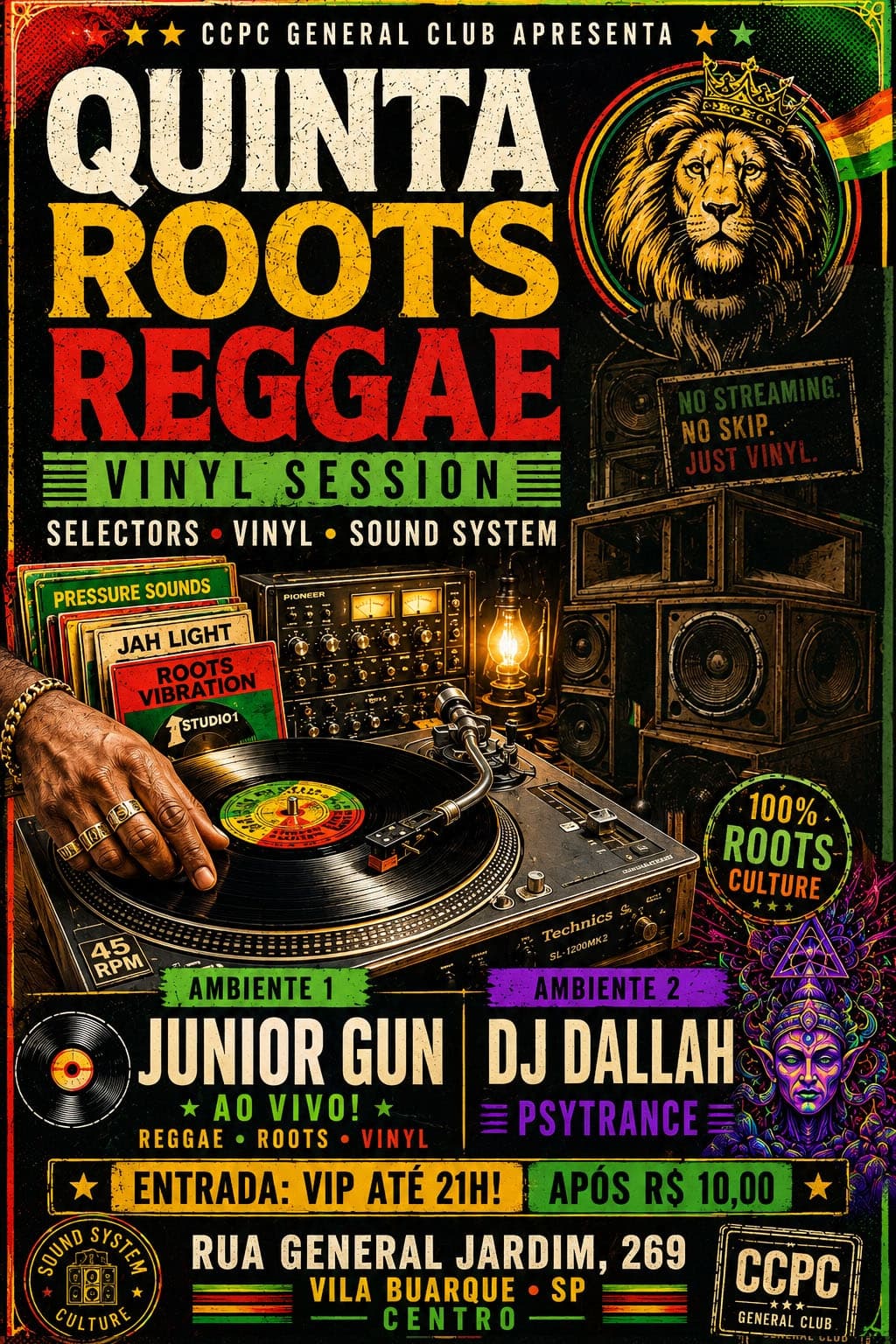 CCPC 29/10 QUINTA ROOTS REGGAE E PSYTRANCE das 20h as 5H!