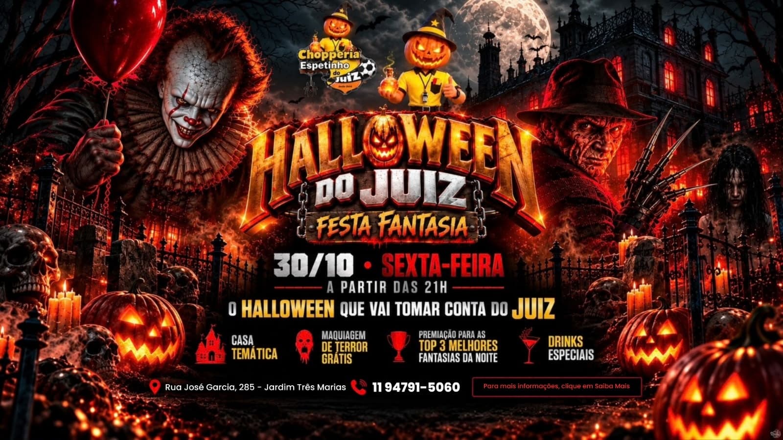 JUIZ IMPERADOR HALLOWEEN FESTA FANTASIA | BAR DO JUIZ IMPERADOR | 30/10-SEX