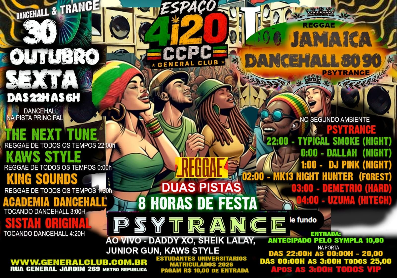 CCPC SEXTA 30/10 - DANCEHALL JAMAICA 80 90 e PSYTRANCE - das 22h as 6H